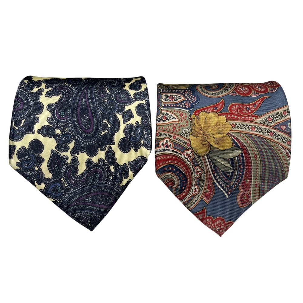 Vintage Paisley Silk Tie Lot‎ Bert Pulitzer USA Bill Blass Designer Mens